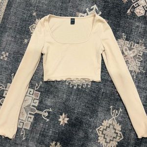 SHEIN Square Neck Ribbed Long Sleeve